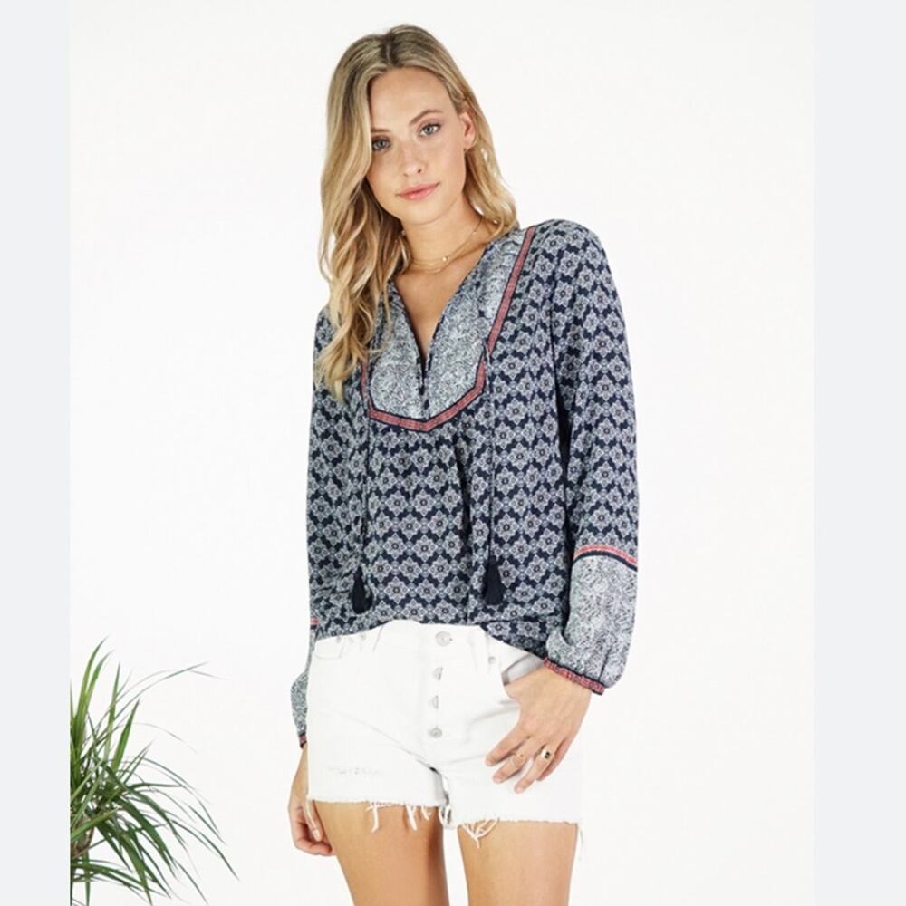 Anthropologie Greylin Avery Silk Border Blouse